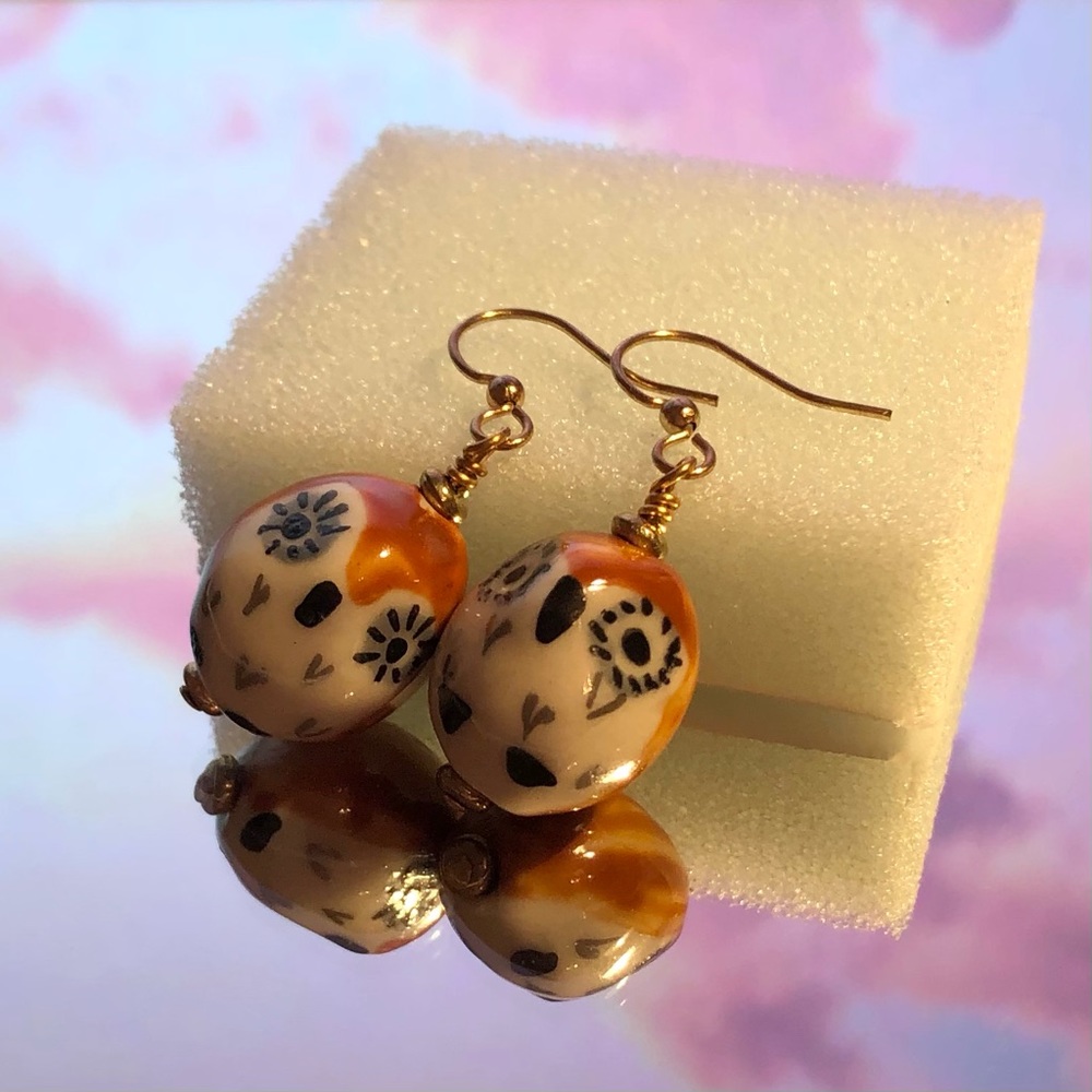 Handmade ceramic owl earrings